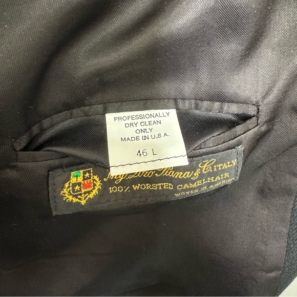 Nordstrom Loro Piana Camel Hair Sport Coat 46L Black Two Button Blazer Suit - Picture 4 of 7